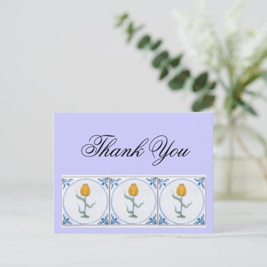 Delft Tulp Tegel Bedankt Briefkaart  (Staand voorkant)