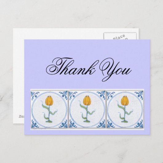 Delft Tulp Tegel Bedankt Briefkaart  (Voorkant / Achterkant)