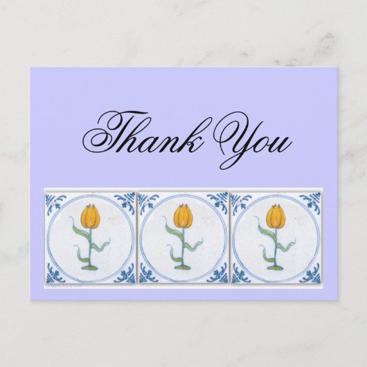 Delft Tulp Tegel Bedankt Briefkaart  (Voorkant)