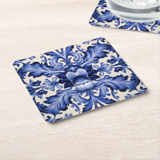 Delft Ware Blue Flower Kartonnen Onderzetters (Schuin)