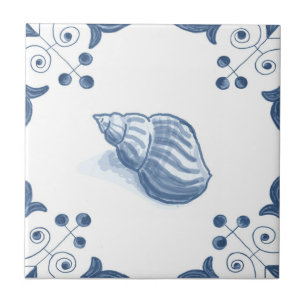 Delft Welk Tile met Scroll Corners Tegeltje