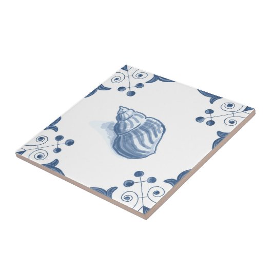 Delft Welk Tile met Scroll Corners Tegeltje (Zijkant)