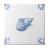 Delft Welk Tile met Shell Corners Tegeltje (Voorkant)