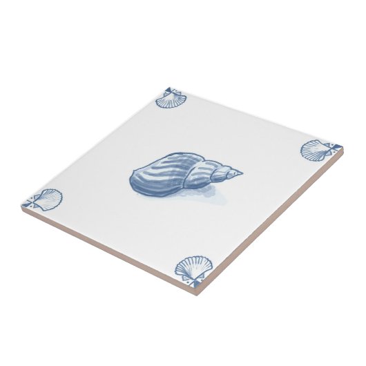 Delft Welk Tile met Shell Corners Tegeltje (Zijkant)
