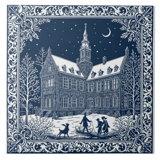 Delft-winterstijl 4 tegeltje (Voorkant)