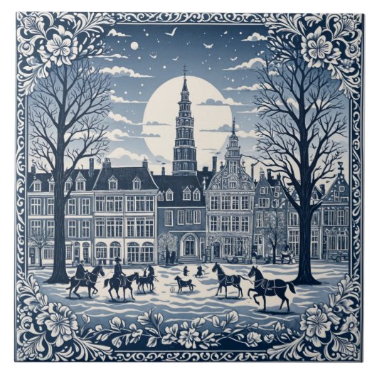 Delft winterstijl 6 tegeltje (Voorkant)