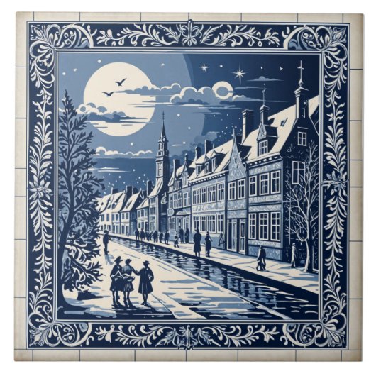 Delft winterstijl 9 tegeltje (Voorkant)