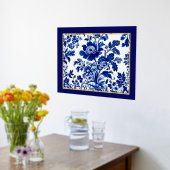 delftblauw Elegant  Bloemengoud stijl Folie Afdrukken (Laag (Keuken))