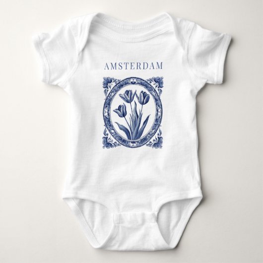 Delfts Blauw Amsterdam Tulpen Romper (Voorkant)