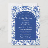 Delfts blauw Antiek Chinoiserie Baby shower Kaart (Voorkant)
