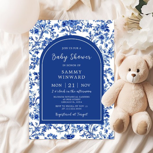 Delfts blauw Antiek Chinoiserie Baby shower Kaart