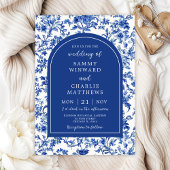 Delfts blauw Antiek Chinoiserie bruiloft Kaart