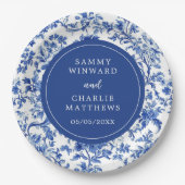 Delfts blauw Antiek Chinoiserie bruiloft Papieren Bordje (Voorkant)