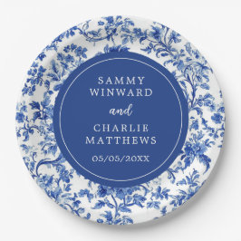 Delfts blauw Antiek Chinoiserie bruiloft Papieren Bordje
