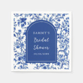 Delfts blauw Antiek Chinoiserie Vrijgezellenfeest Servet (Voorkant)