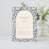 Delfts  Blauw Bloemboog reactie rsvp (Staand voorkant)