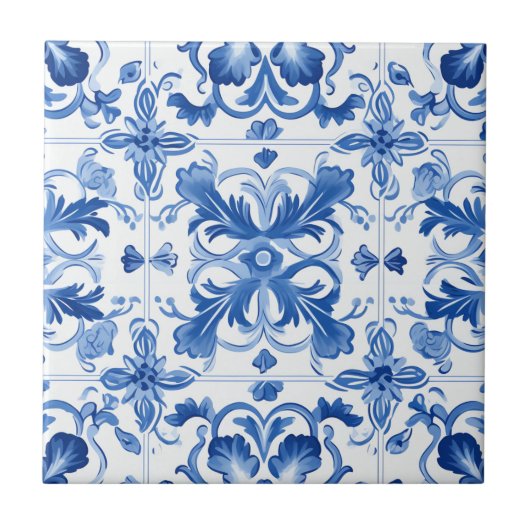 Delfts Blauw Bloemen Decoratieve Keramische Tegel Tegeltje (Voorkant)