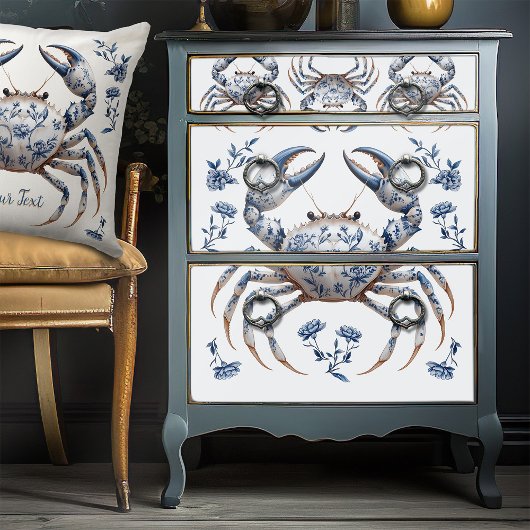 Delfts Blauw Bloemen Krab Kust Meubels Decoupage Tissuepapier