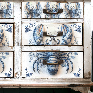 Delfts Blauw Bloemen Kreeft Kust Strand Cottage Tissuepapier