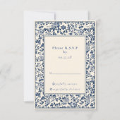 Delfts blauw  bloemen reactie rsvp (Voorkant)