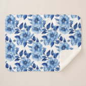 Delfts Blauw Bloemen Rozen Sherpa Deken (Voorkant (horizontaal))