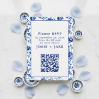 Delfts Blauw Bloemen RSVP met qr-code