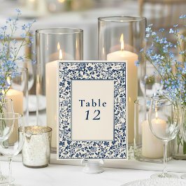 Delfts blauw bloemen tafel zitkaart kaart