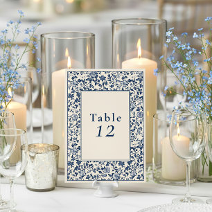 Delfts blauw bloemen tafel zitkaart kaart
