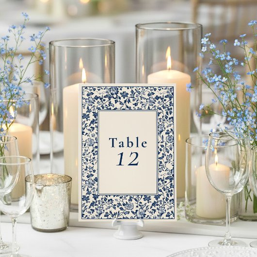 Delfts blauw bloemen tafel zitkaart kaart