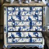  Delfts Blauw Bloemen Victoriaans Pauw Tissuepapier