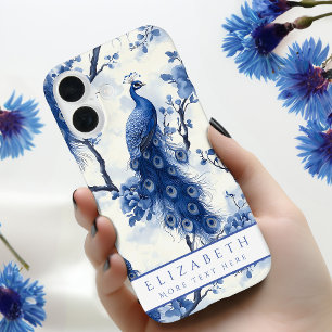 Delfts Blauw Bloemen Waterverf Pauw iPhone 16 Hoesje