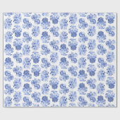 Delfts Blauw Bloemenwikkelpapier Cadeaupapier (Vlak)