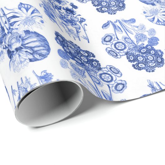 Delfts Blauw Bloemenwikkelpapier Cadeaupapier (Rol Hoek)