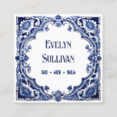 Delfts blauw bloemig visitekaartje (Voorkant)