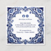 Delfts blauw bloemig visitekaartje (Achterkant)