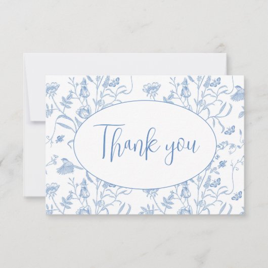 Delfts Blauw Chinoiserie Baby shower Jongen Bedank Bedankkaart (Voorkant)