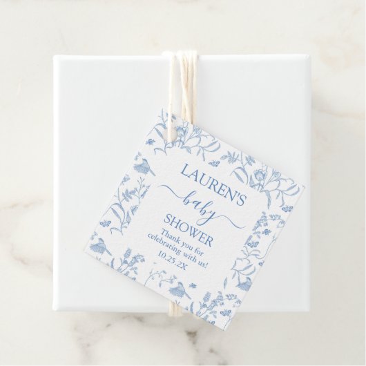 Delfts Blauw Chinoiserie Baby shower Jongen Bedankjes Labels (In situ)