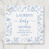 Delfts Blauw Chinoiserie Baby shower Jongen Bedankjes Labels (Voorkant)