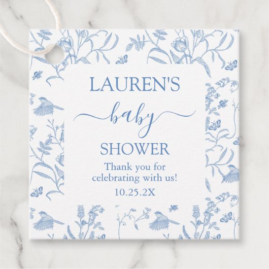 Delfts Blauw Chinoiserie Baby shower Jongen Bedankjes Labels (Voorkant)