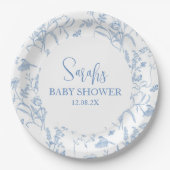 Delfts Blauw Chinoiserie Baby shower Jongen Papieren Bordje (Voorkant)
