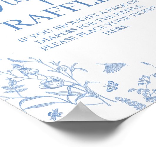 Delfts Blauw Chinoiserie Baby shower Jongensluierb Poster (Hoek)
