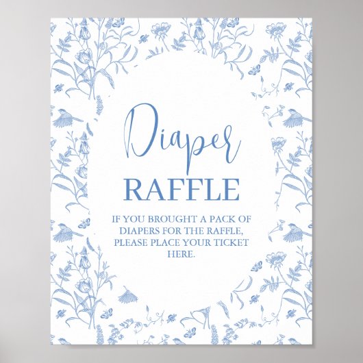 Delfts Blauw Chinoiserie Baby shower Jongensluierb Poster (Voorkant)