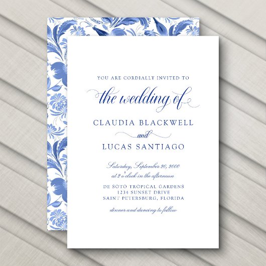 Delfts Blauw Chinoiserie Vintage bruiloft Kaart