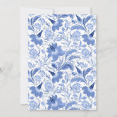 Delfts Blauw Chinoiserie Vintage bruiloft Kaart (Achterkant)