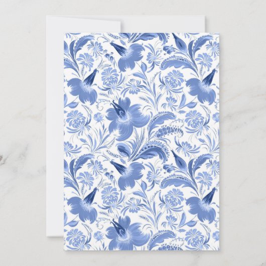 Delfts Blauw Chinoiserie Vintage bruiloft Kaart (Achterkant)