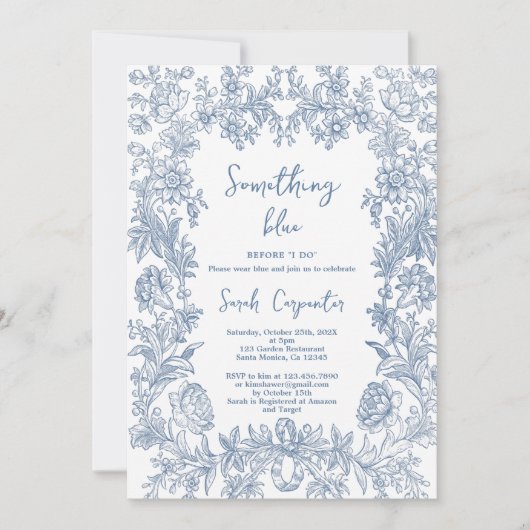 Delfts Blauw Chinoiserie Vrijgezellenfeest Kaart (Voorkant)