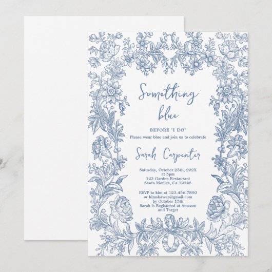 Delfts Blauw Chinoiserie Vrijgezellenfeest Kaart (Voorkant / Achterkant)