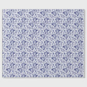 Delfts Blauw | Delfts Blauw Bloemen Nederlands Huw Cadeaupapier (Vlak)