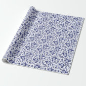 Delfts Blauw | Delfts Blauw Bloemen Nederlands Huw Cadeaupapier (Uitgerold)