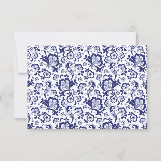 Delfts Blauw | Delfts Blauw Nederlands Bruiloft RS RSVP Kaartje (Achterkant)